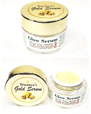 Glow serum gold Triaanyas health Mantra Purnima bahuguna Skin care magic on skin top gold serum in india